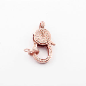 1 PC Pave Diamond Lobster Clasp Antique Finish - Double Side Diamonds, Lobster with Jump Ring 24mmx11mm LB230