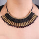 Black Color Necklace - Handmade Tribal Necklace With Earring - Brass Necklace Knitted With Silk Thread -Indian Necklace 16-Inches CN005