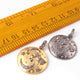 1 PC  Antique Finish Pave Diamond Designer Round Pendant - 925 Sterling Silver- Yellow Gold -Diamond Pendant 29mmx25mm PD1970