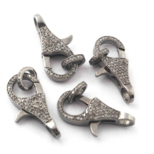 1 PC Antique Finish Pave Diamond Lobsters Over 925 Sterling Silver - Double Sided Diamond Clasp 27mmx12mm GVLB034