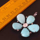 1 Pc Pave Diamond Turquoise With Rose Cut Flower Pendant Over 925 Sterling Silver -Necklace Pendant 66mmx51mm PD1980