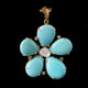 1 Pc Pave Diamond Turquoise With Rose Cut Flower Pendant Over 925 Sterling Silver -Necklace Pendant 46mmx44mm PD1985