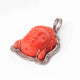 1 Pc Pave Diamond Coral Resin Carved Buddha Head Pendant Over 925 Sterling Silver 36mmx25mm PD1990