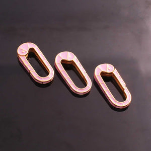 1 Pc Pink Color Designer Enemel Brass Carabiner - Brass  - Enemel Lock 26mmx11mm CB135