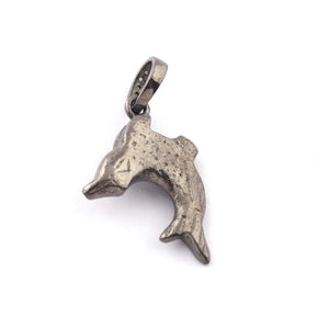 1 Pc Pave Diamond Dolphin Fish Pendant - 925 Sterling Silver Dolphin Pendant - PD834