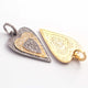 1 PC Antique Finish Pave Diamond Designer Heart Pendant - 925 Sterling Silver- Yellow Gold- Diamond Pendant 37mmx29mm PD1891