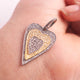 1 PC Antique Finish Pave Diamond Designer Heart Pendant - 925 Sterling Silver- Yellow Gold- Diamond Pendant 37mmx29mm PD1891