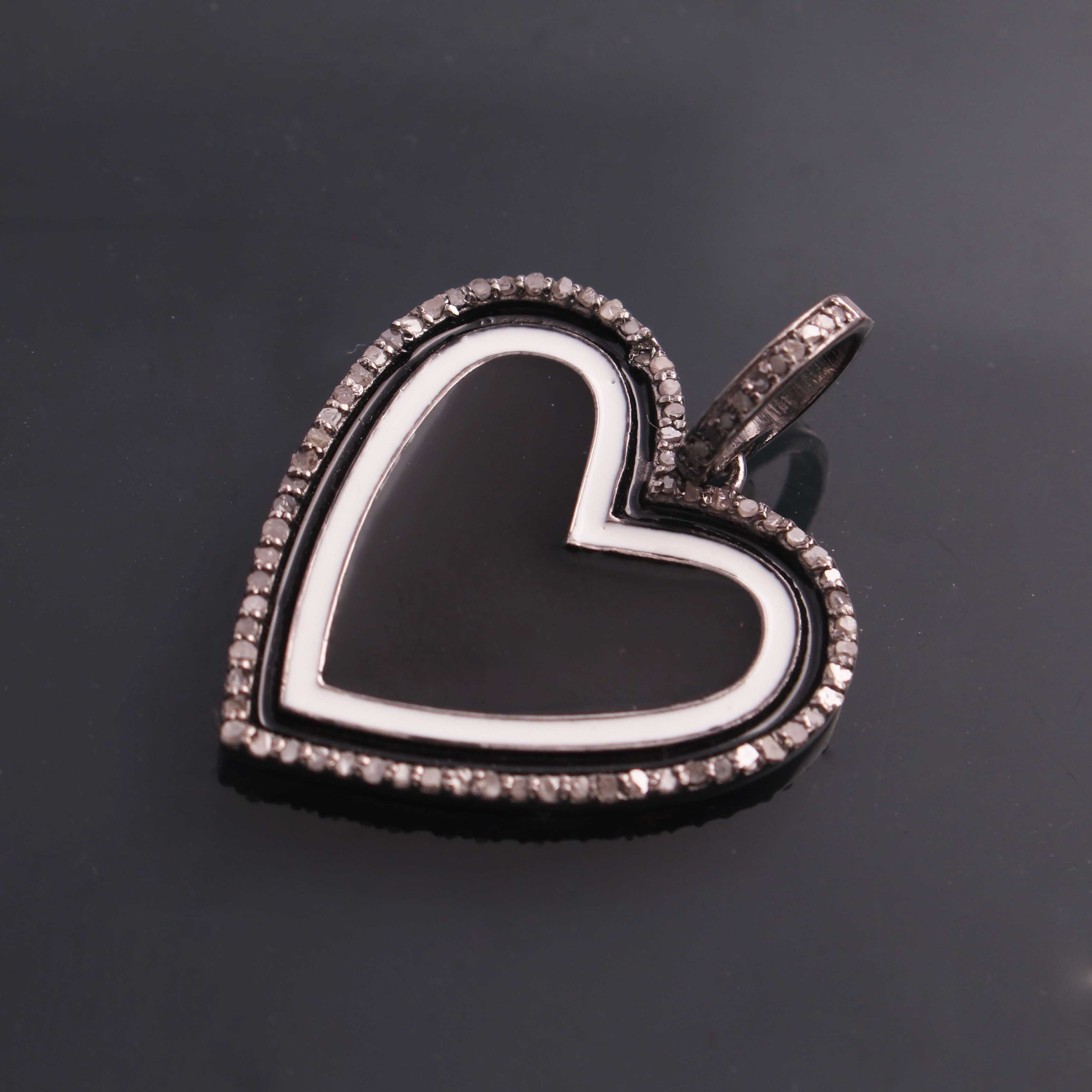 Sterling Silver Heart Charm, S925 Silver Love Heart Charms Enamel