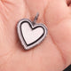 1 Pc Pave Diamond Pendant, 925 Sterling Silver , Black Bakelite Heart Charm, Enamel Heart Pendant 33mmx25mm PD1890