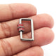 1 Pc Pave Diamond Rectangle Red Enemel Carabiner- 925 Sterling Silver- Diamond Lock with Screw On Mechanism 21mmx14mm CB079