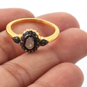 1 Pc Beautiful Pave Diamond - Rose cut Diamond Designer Ring - 925 Sterling Silver \ Vermeil - Polki Ring Size: 8.5 RD300