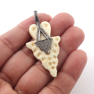 1 Pc Beautiful White Topaz Bone Arrowhead Pendant - 925 Sterling Silver -Arrowhead Pendant 49mmx25mm PT101