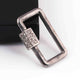 1 Pc Pave Diamond Rectangle Shape Carabiner- 925 Sterling Silver- Diamond Lock with Screw On Mechanism 21mmx14mm CB098