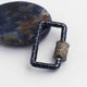 1 Pc Pave Diamond  Rectangle Blue Enemel Carabiner- 925 Sterling Silver- Diamond Lock with Screw On Mechanism 21mmx14mm CB068