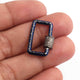 1 Pc Pave Diamond  Rectangle Blue Enemel Carabiner- 925 Sterling Silver- Diamond Lock with Screw On Mechanism 21mmx14mm CB068