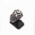 1 Pc Pave Diamond With Rosecut Diamond Designer  Ring - Oxidized Silver  - Polki Ring Size:7.5 RD164