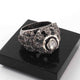 1 Pc Pave Diamond With Rosecut Diamond Designer  Ring - Oxidized Silver  - Polki Ring Size:7.5 RD164