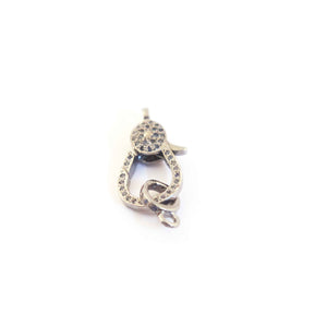 1 PC Blue Sapphire Lobster Clasp Antique Finish Over Sterling Silver - Blue Sapphire On Both Side 22mmx11mm LB034
