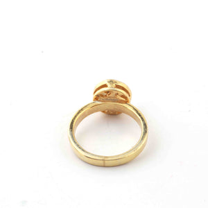 1 Pc  Rosecut Diamond Designer Round Shape Ring - 925 Sterling Vermeil - Polki Ring Rd145