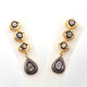 1 Pair Antique Finish Rose Cut Diamond Hoop Earrings - 925 Sterling Vermeil - Polki Earrings 36mmx12mm-20mmx13mm ED590