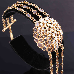 1 Pc Excellent Designer  Rose Cut Diamonds Bracelet - 925 Sterling Vermeil - Polki Bracelet Size: 7 Inches   BD204