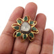 1 PC Beautiful Pave Diamond with Emerald Center in Rose Cut Diamond Ring  - Sterling Vermeil- Designer Polki Ring Size-8 RD072