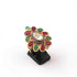 1 PC Beautiful Pave Diamond with Ruby, Emerald Center in Rose Cut Diamond Ring  - 925 Sterling Vermeil - Designer Polki Ring Size-8 RD090