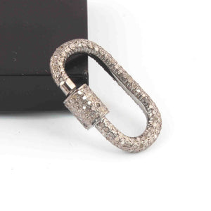 1 Pc Pave Diamond Rounded Rectangle Lock- 925 Sterling Silver- Yellow Gold - Diamond Lock with Screw On Mechanism  PD1633