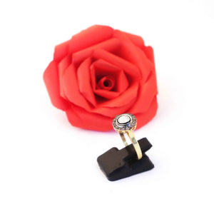 1 Pc Beautiful Pave Diamond - Rosecut (Polki) Diamond Flower Ring - 925 Sterling Vermeil - Fancy Ring Rd033