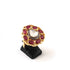 1 PC Beautiful Pave Diamond with Ruby  Center in Rose Cut Diamond Ring  - Sterling Vermeil- Flower Polki Ring Size-8 RD160