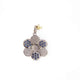 1 Pc Pave Diamond Genuine Blue Sapphire Flower Pendant - 925 Sterling Silver Charm Flower Pendant 38mmx31mm PD1380