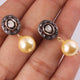 1 Pair Pave Diamond With Rose Cut Diamond Pearl Stud Earrings - 925 Sterling Vermeil - Polki Earrings 15mmx11mm ED645