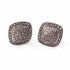 1 Pair Pave Diamond Stud Earrings - 925 Sterling Silver Square Earrings With Back Stoppers 13mm ED175