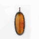 1 Pc Pave Diamond  Amber Oval Pendant Over 925 Sterling Silver - Gemstone Pendant 65mmx28mm PD1897