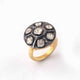 1 PC Beautiful Rose Cut Diamond Designer Round Ring - 925 Sterling Vermeil- Polki Ring Rd007