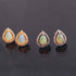 1 Pair Pave Diamond With Ethiopian Opal Pear Shape Stud Earrings With Back Stoppers - 925 Sterling Silver/ Yellow Gold 13mmx10mm You Choose RRED022