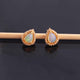 1 Pair Pave Diamond With Ethiopian Opal Pear Shape Stud Earrings With Back Stoppers - 925 Sterling Silver/ Yellow Gold 13mmx10mm You Choose RRED022