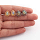 1 Pair Pave Diamond With Ethiopian Opal Pear Shape Stud Earrings With Back Stoppers - 925 Sterling Silver/ Yellow Gold 13mmx10mm You Choose RRED022