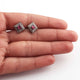 1 Pair Antique finish Pave Diamond Square Designer Pink Tourmaline Stud Earrings With Back Stoppers - 925 Sterling Silver 9mm ED010
