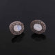 1 Pair Antique Finish Pave Diamond Rainbow Moonstone Designer Oval Stud Earring with Back Stopper - 925 Sterling Silver - 15mmx13mm ED466