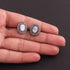 1 Pair Antique Finish Pave Diamond Rainbow Moonstone Designer Oval Stud Earring with Back Stopper - 925 Sterling Silver - 15mmx13mm ED466