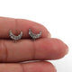 1 Pair Antique Finish Pave Diamond Crescent Moon Designer Stud Earrings With Back Stoppers - 925 Sterling Silver 9mmx4mm RRED010