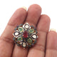 1 PC Pave Diamond With Rose Cut Diamond Ring -Emerald & Ruby Ring - 925 Sterling Vermeil- Gemstone Ring Size-8.75 RD254