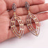 1 Pair Pave Diamond 925 Sterling Vermeil Designer Long Earrings - With Back Stoppers 43mmx20mm-18mmx97mm ED311