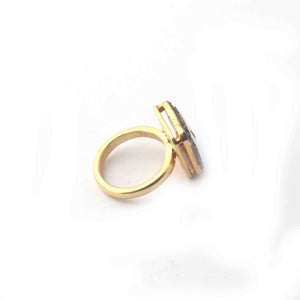 1 Pc Beautiful Pave Diamond - Rose cut Diamond Designer Ring - 925 Sterling Vermeil - Polki Ring Rd403