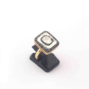 1 Pc Beautiful Pave Diamond - Rose cut Diamond Designer Ring - 925 Sterling Vermeil - Polki Ring Rd403