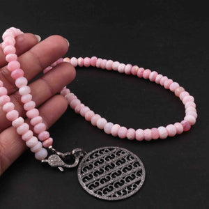 Pink Opal Beaded Necklace - Necklace With Lobster - Long Knotted Beads Necklace -Single Wrap Necklace - Gemstone Necklace (Without Pendant) BN024