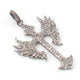 1 Pc Pave Diamond Angel Wing Cross Pendant Pendant - 925 Sterling Silver - 46mmx27mm PD1030