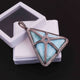 1 Pc Pave Diamond Larimar Designer Triangle Shape Pendant 925 Sterling Silver - Gemstone Pendant 46mmx41mm PD2014