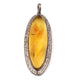 1 Pc Double Cut Diamond  Amber Oval Pendant Over 925 Sterling Silver - Gemstone Pendant 70mmx22mm PD1931